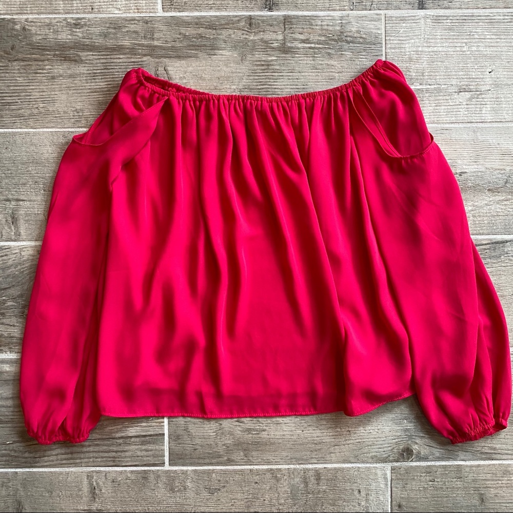 Shinestar Cold Shoulder Magenta Pink Top